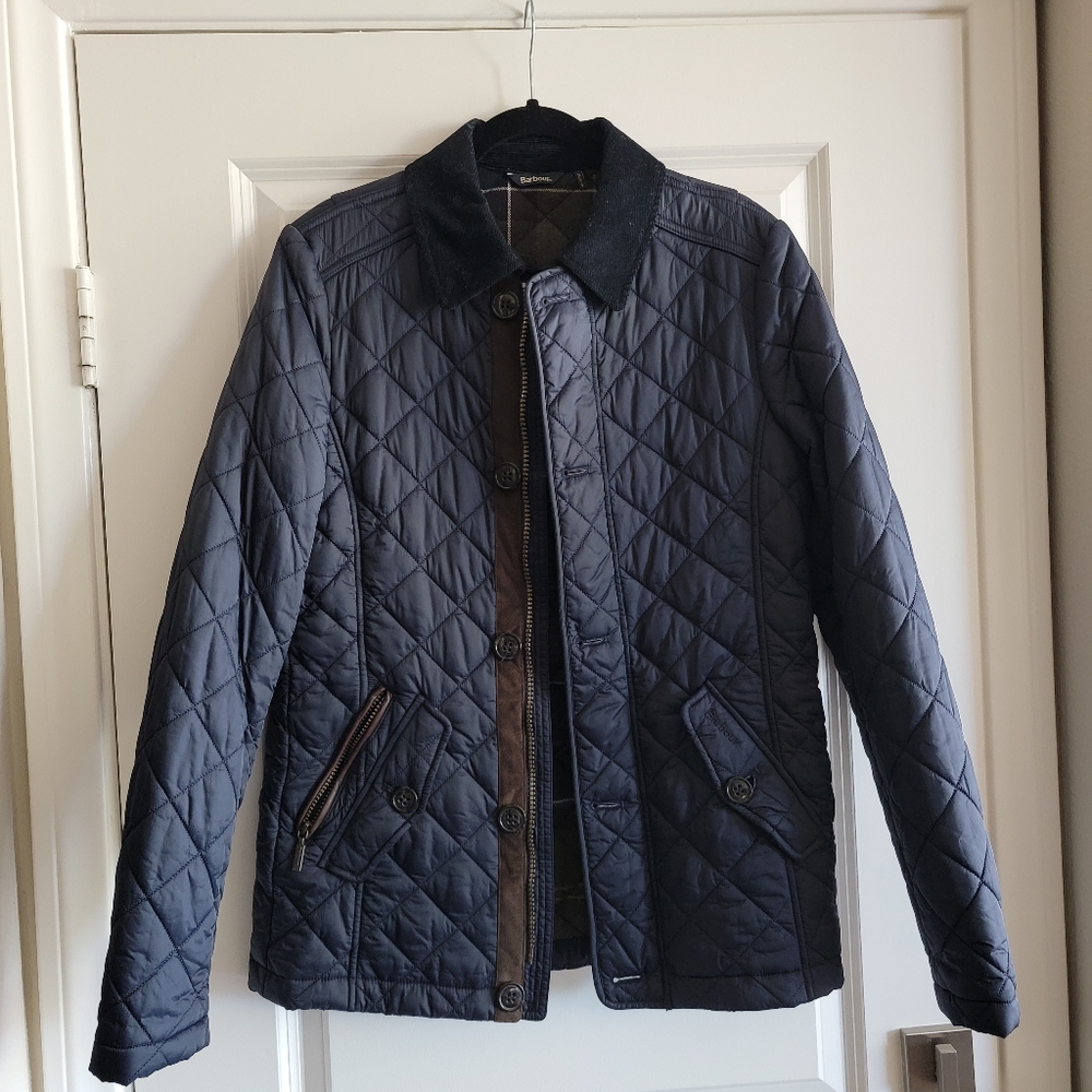 Mens Barbour Fortnum Quilt Jacket, Navy Blue, Small
